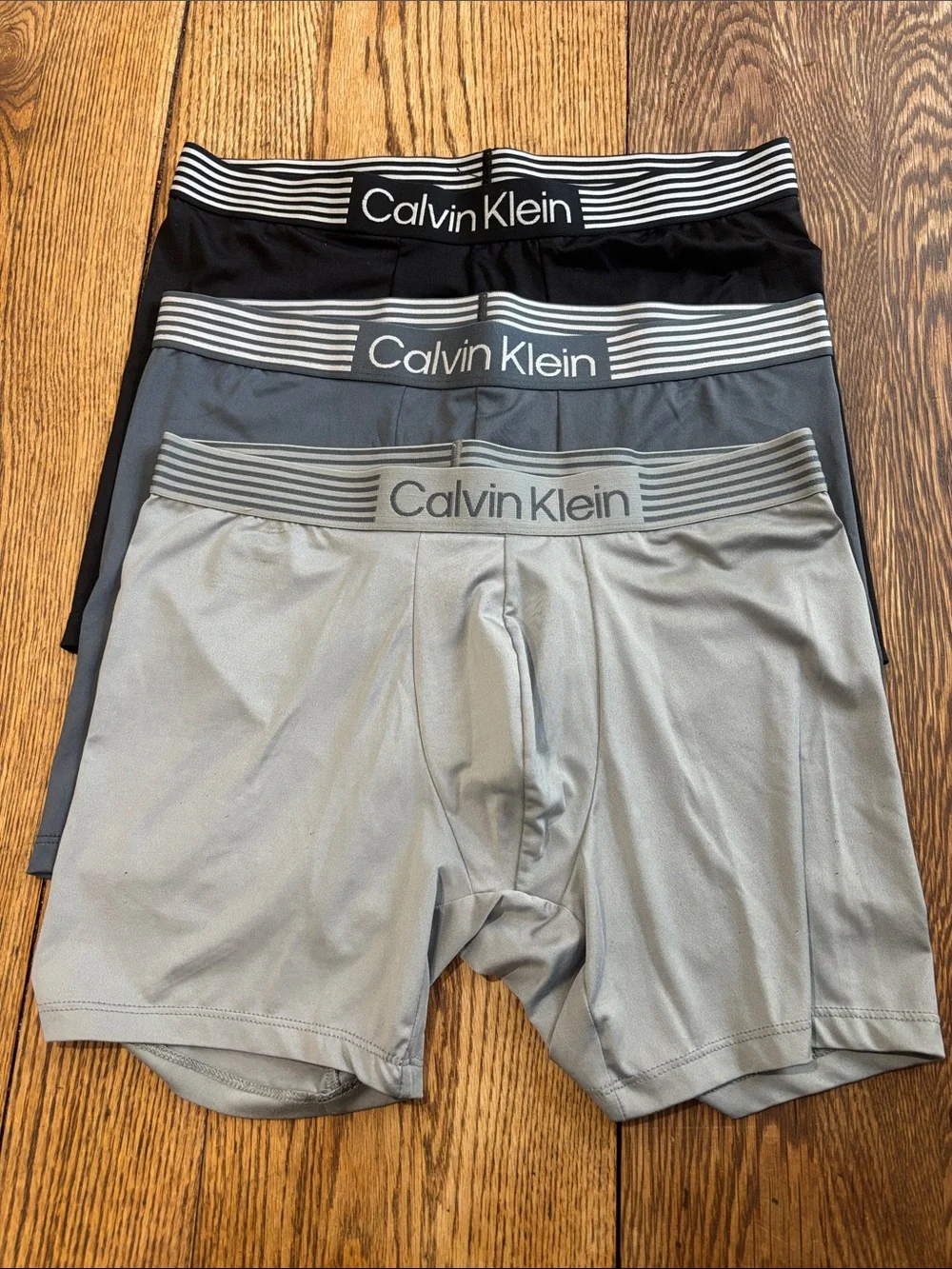 Calvin Klein 3-Pack Boxer Briefs in Black, Charcoal & Light Gray